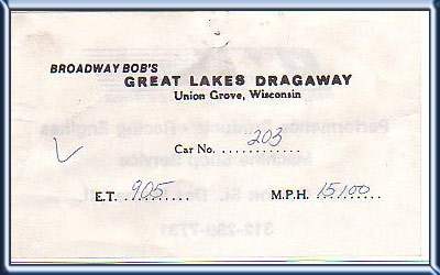 Great Lakes Dragway timeslip