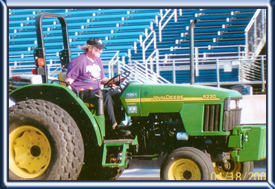 Jim on tire dragger